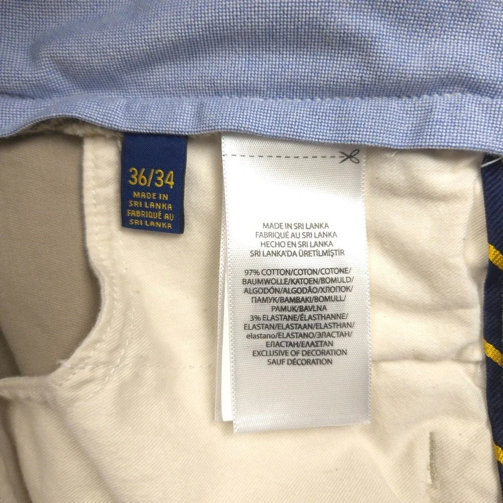 Polo Ralph Lauren Stretch Straight Fit‎ Khaki Chino Pants 36x33 Cotton